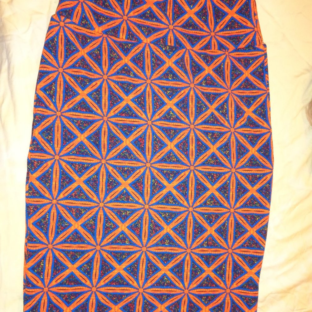 LuLaRoe "Cassie" pencil skirt new without tags size small blue and orange